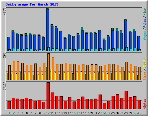 Daily usage for March 2013