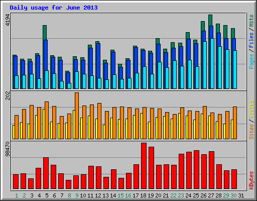 Daily usage for June 2013