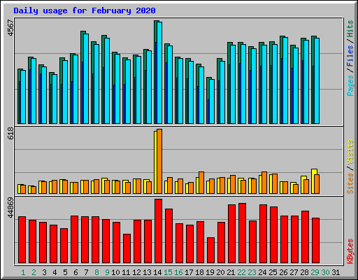 Daily usage for February 2020