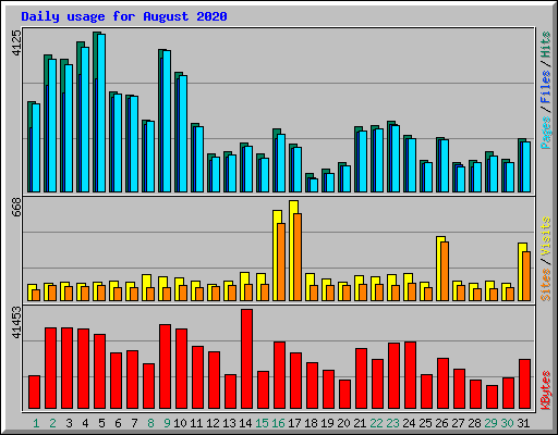 Daily usage for August 2020