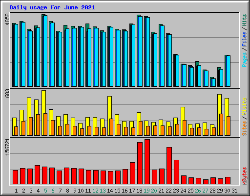Daily usage for June 2021