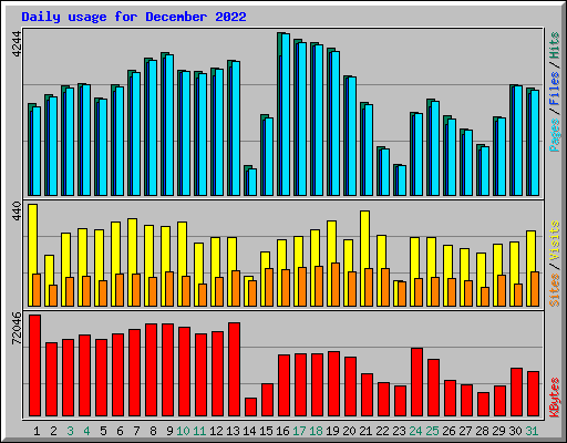 Daily usage for December 2022