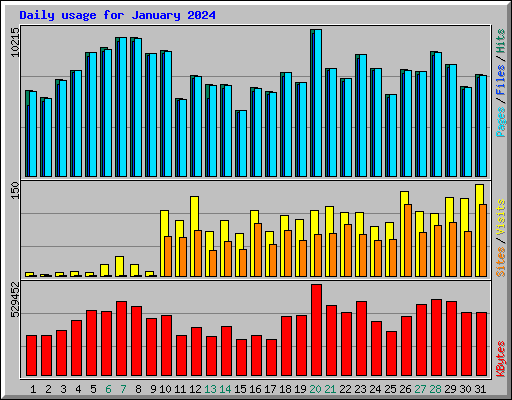 Daily usage for January 2024