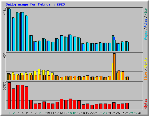 Daily usage for February 2025