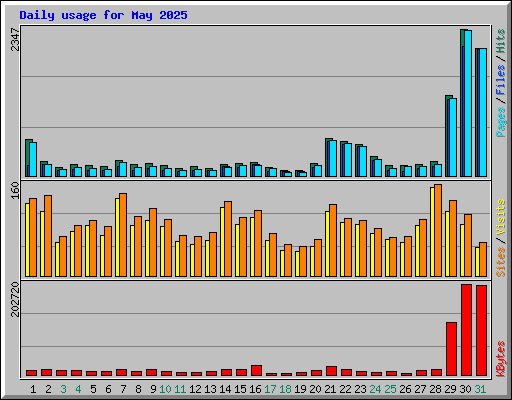 Daily usage for May 2025