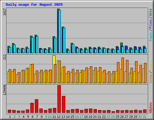 Daily usage for August 2025
