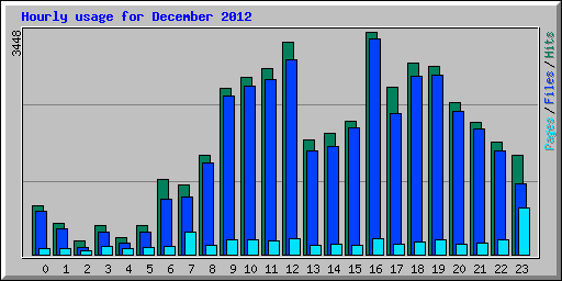 Hourly usage for December 2012