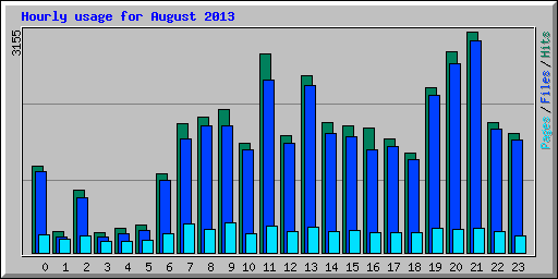 Hourly usage for August 2013