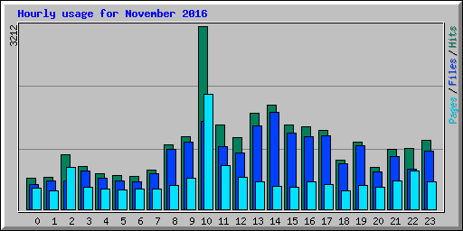 Hourly usage for November 2016