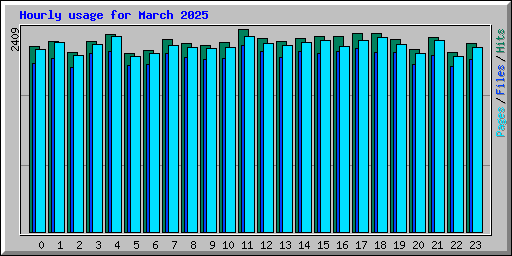 Hourly usage for March 2025